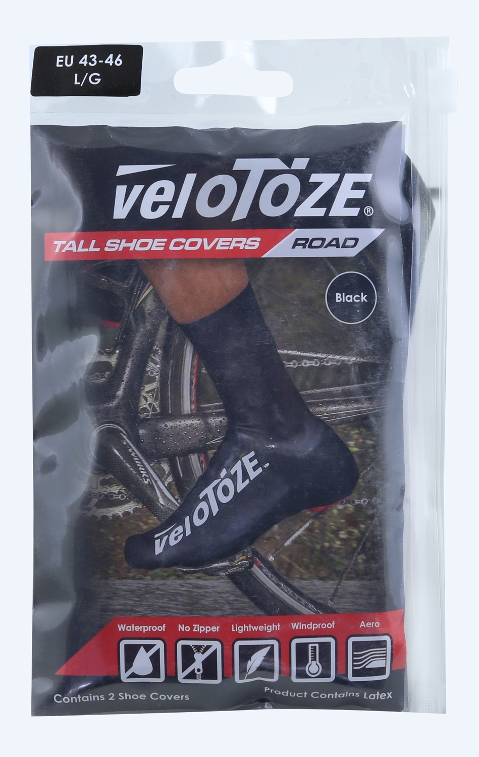 Návleky treter VELOTOZE ROAD latex vysoké, černé
