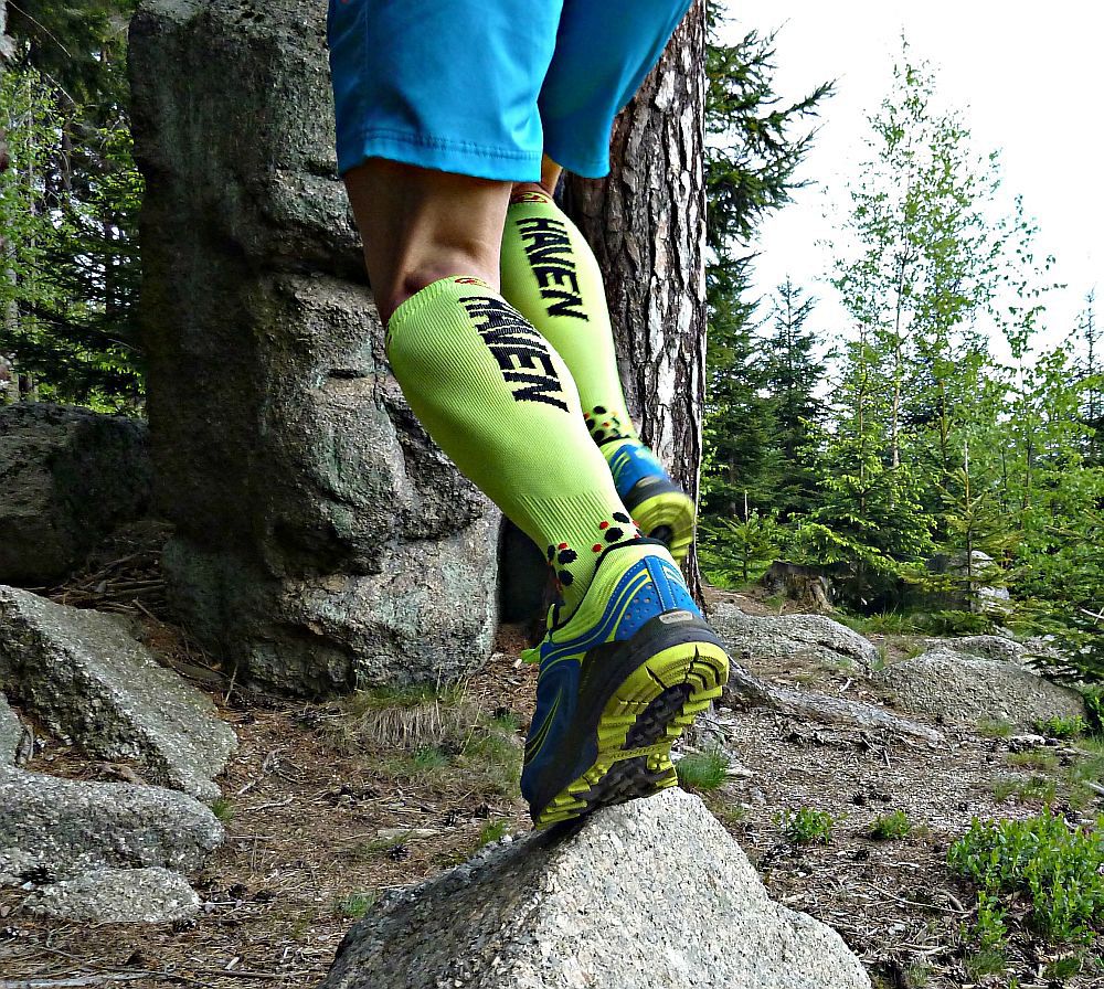 Kompresní podkolenky HAVEN EvoTec Silver black/green- MIDDLE COMPRESSION