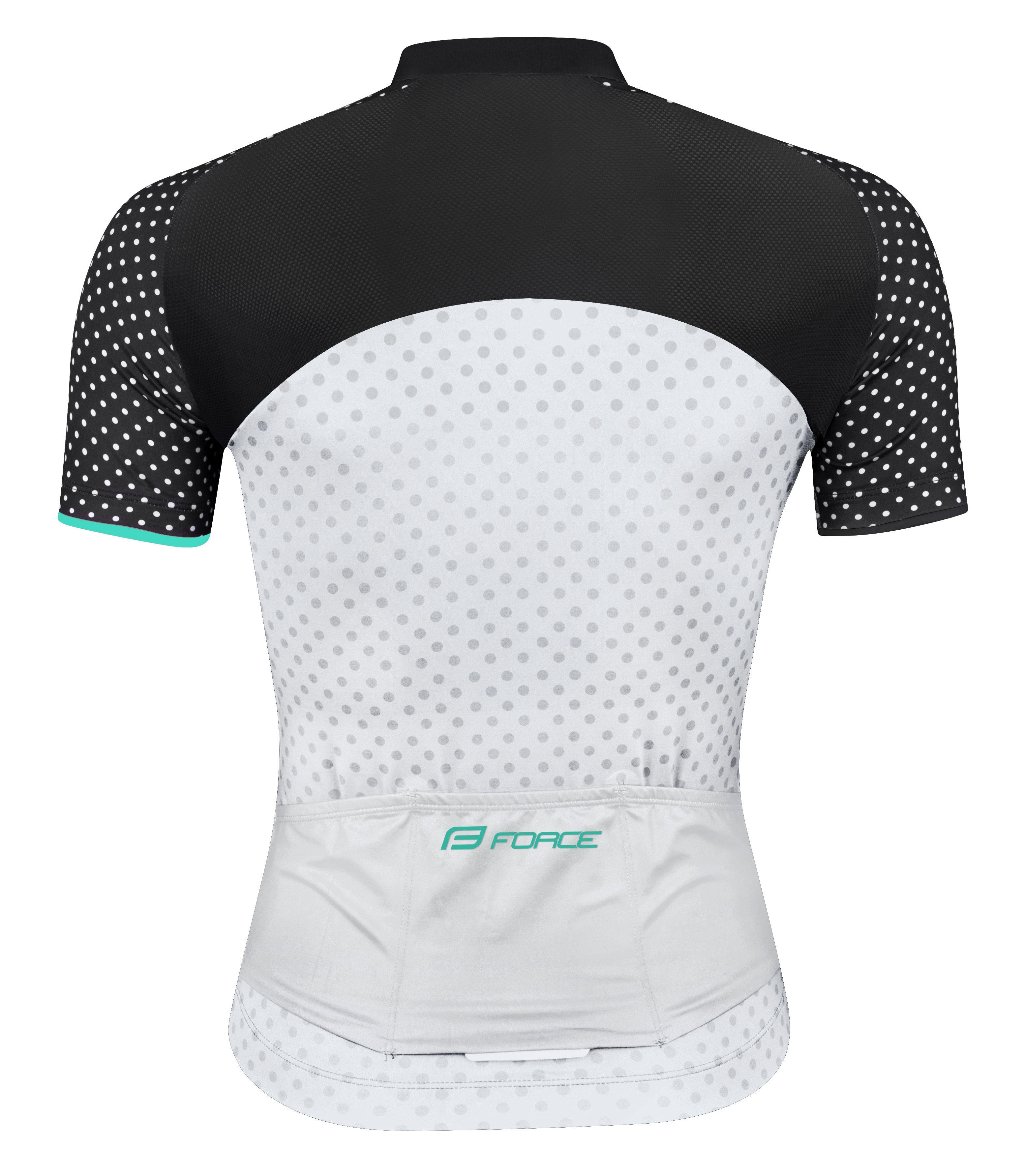 Dres FORCE POINTS, dámský, krátký rukáv, černo-bílo-tyrkysový
