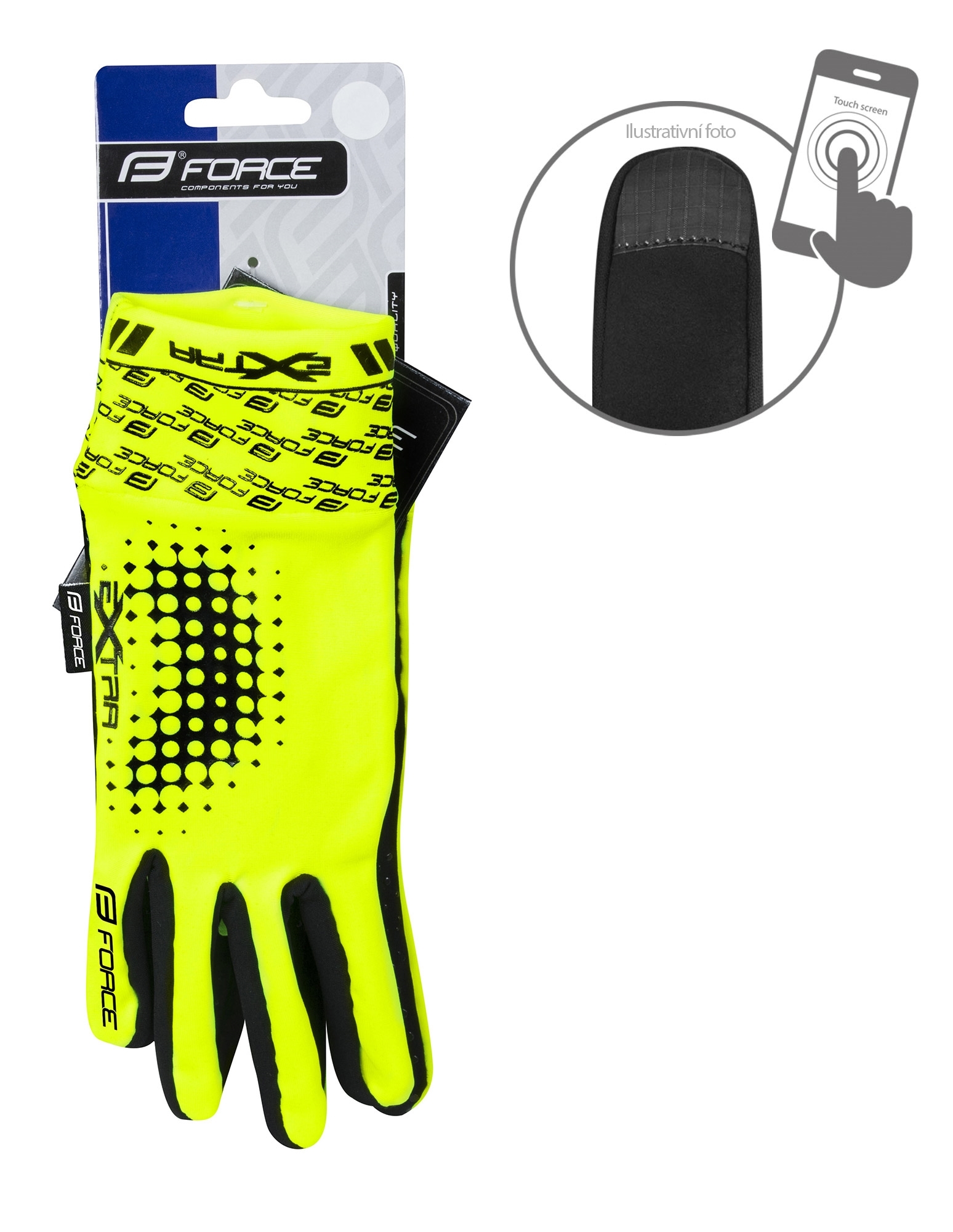 Rukavice FORCE EXTRA jaro-podzim, fluo