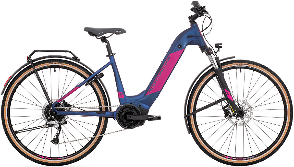 Rock Machine CrossRide INT e500 Bosch lady touring, model 2022, Matte Metallic Navy/Pink - ZDARMA dopravné, odborná montáž, seřízení a dárkový poukaz na nákup příslušenství!