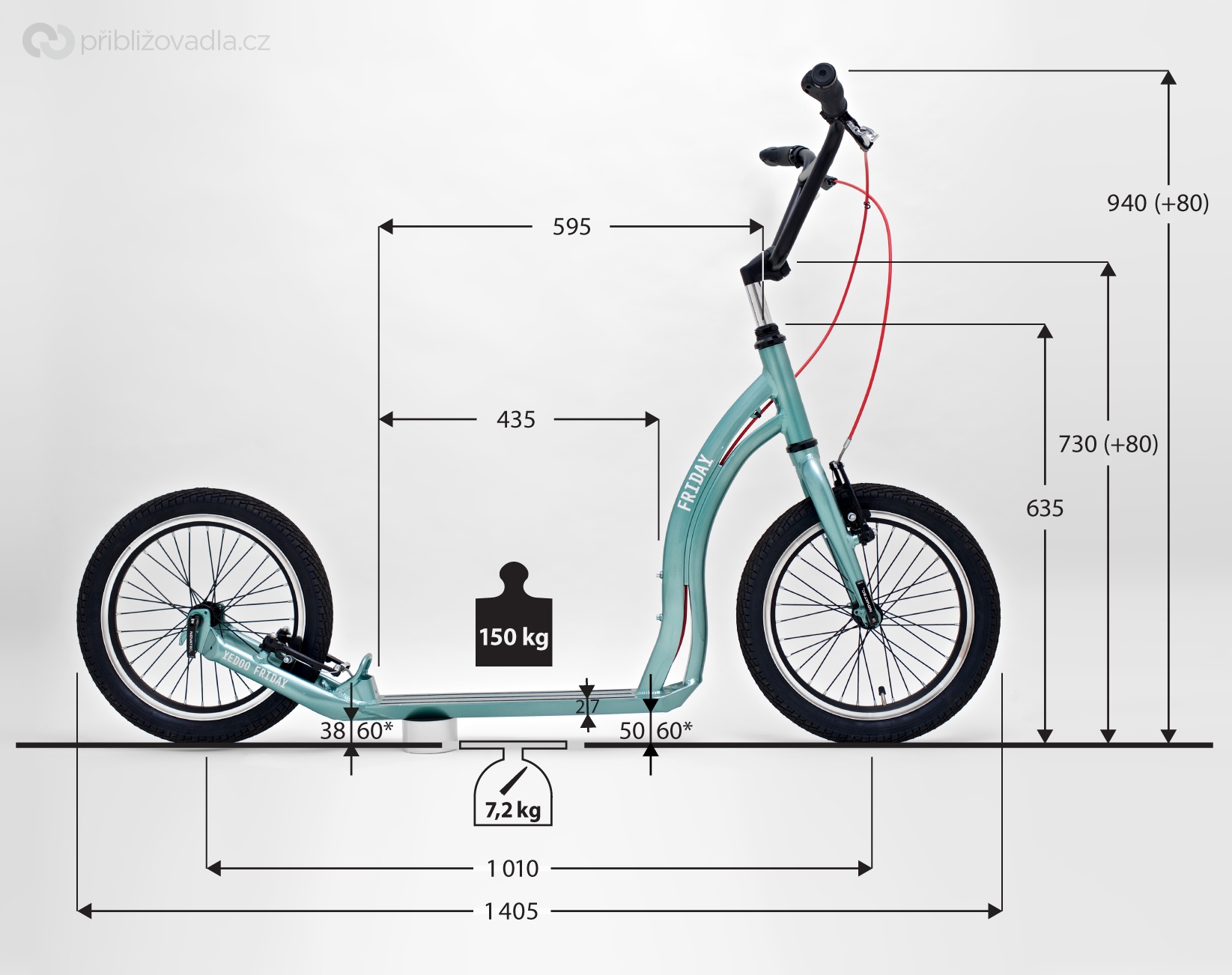 Koloběžka Yedoo Friday, black - ZDARMA dopravné!