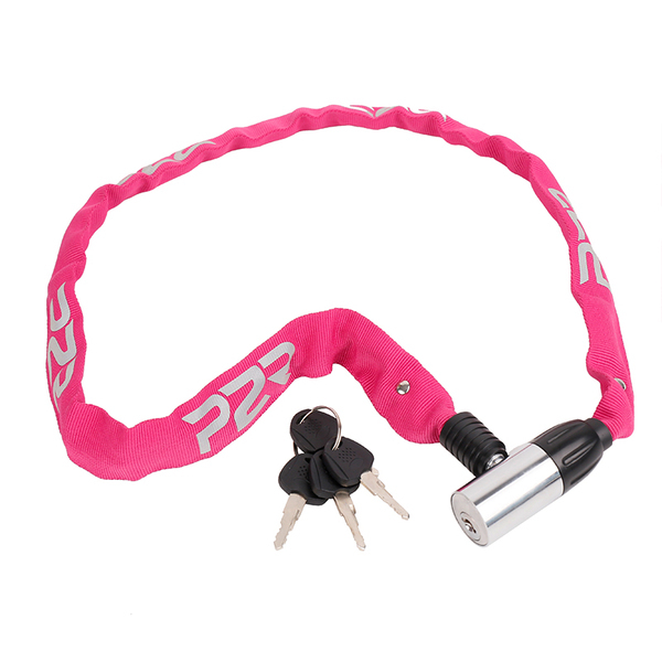 Zámek na jízdní kolo P2R AVENIR 4*1100 mm, řetězový, pink 