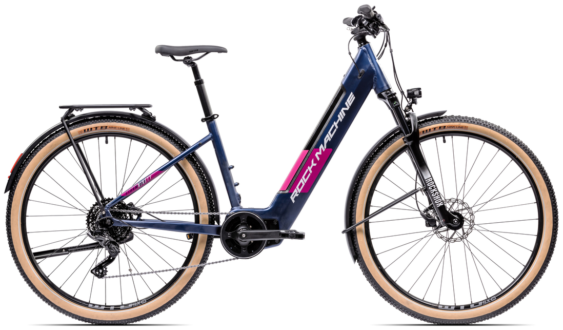 Rock Machine Storm INT e90-29 lady touring, model 2022, rám 19" (L), Matte Navy/Silver/Pink - ZDARMA dopravné, odborná montáž, seřízení a dárkový poukaz na nákup příslušenství!