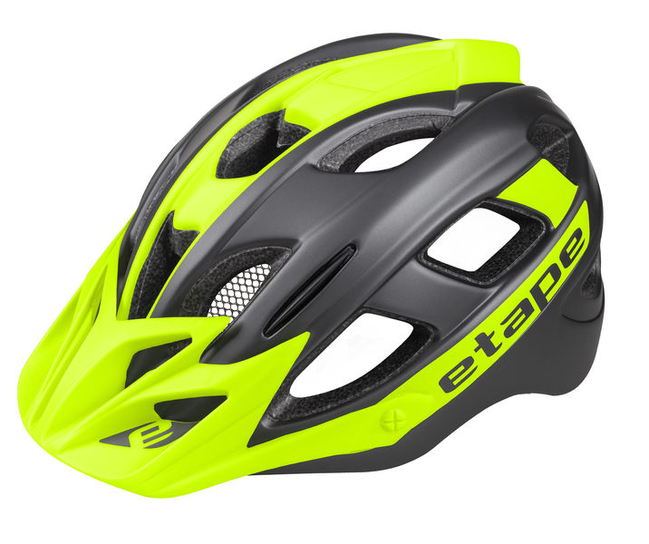 Dětská cyklistická přilba ETAPE Hero, barva antracit/žlutá fluo mat