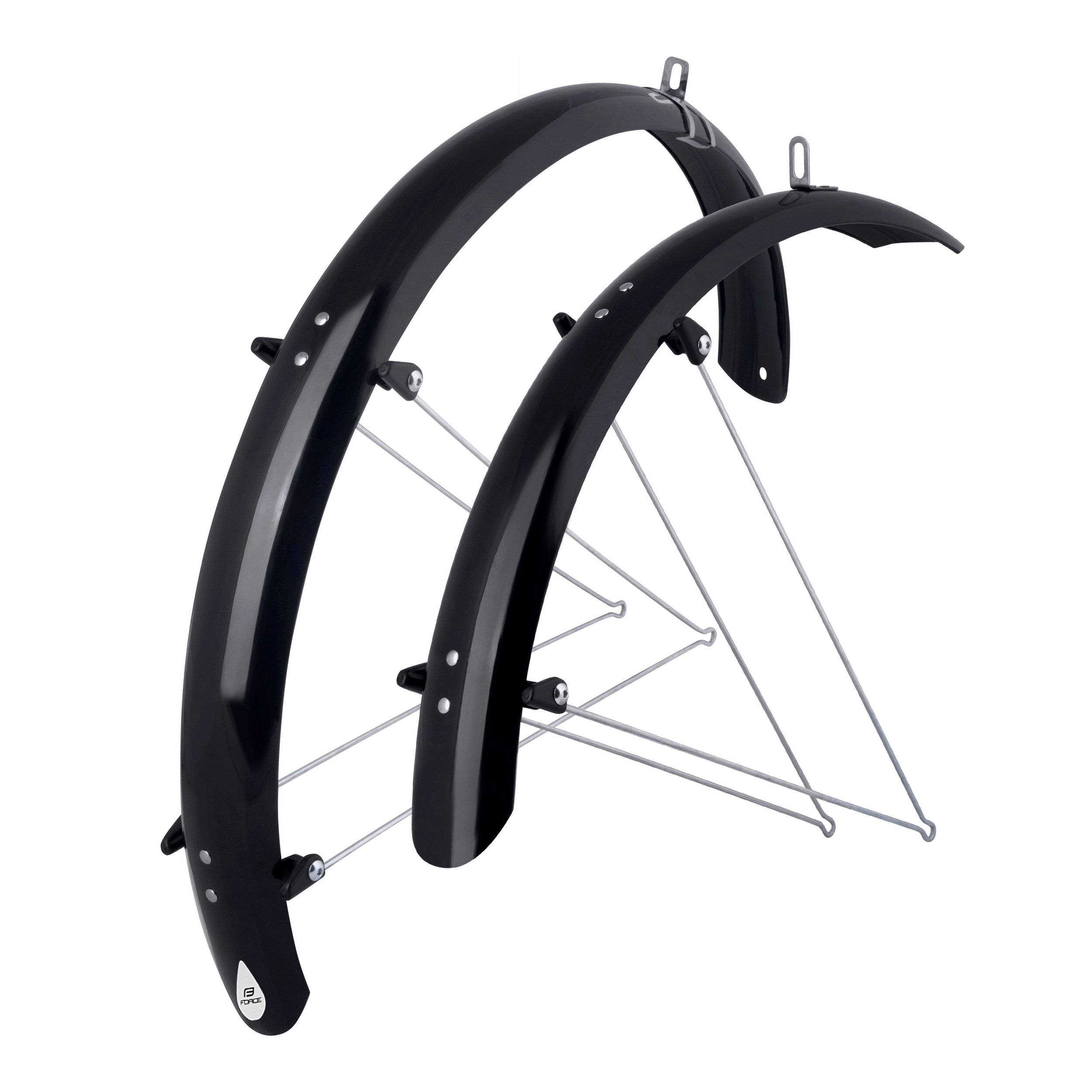 Blatníky FORCE 58 Aluflex 26" + V vzpěry, černé
