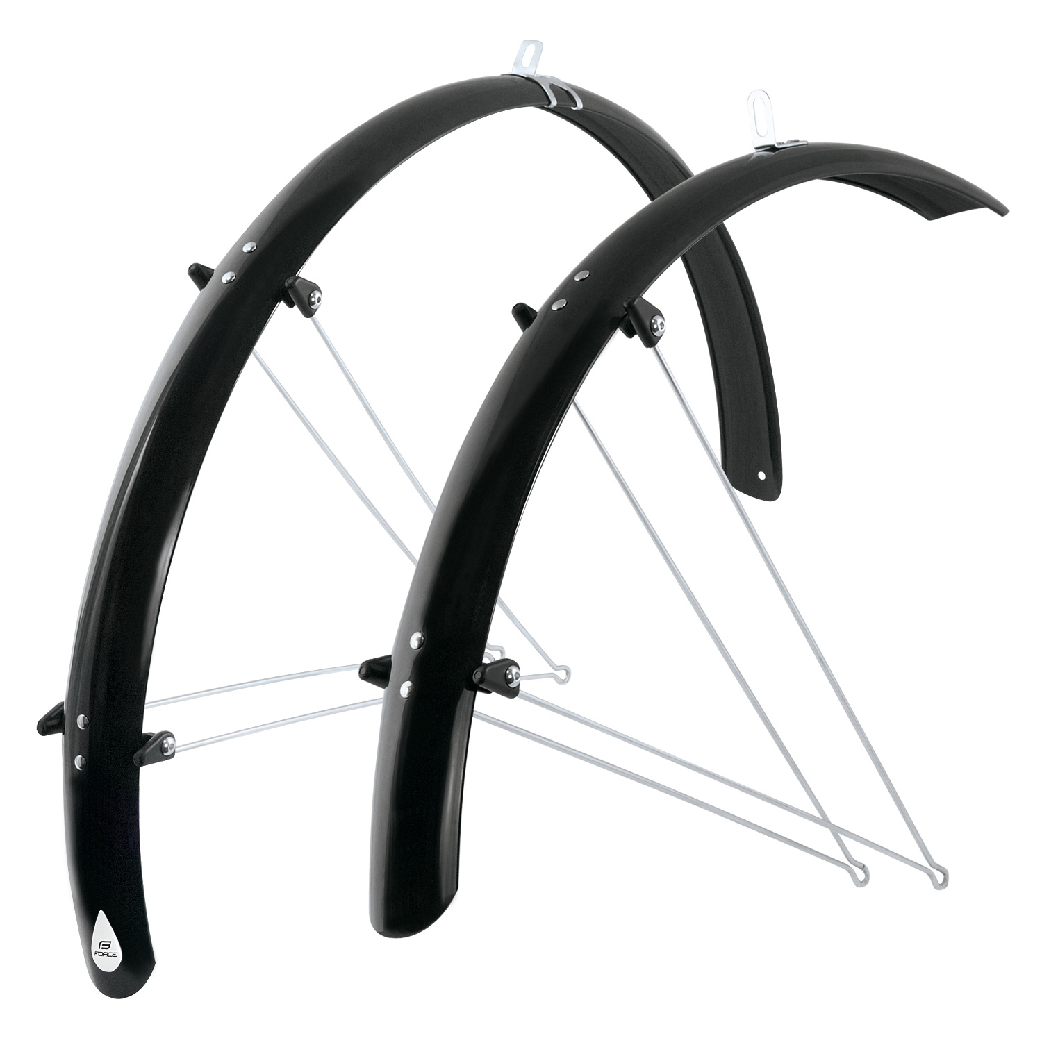 Blatníky FORCE 58 Aluflex 28" + V vzpěry, černé