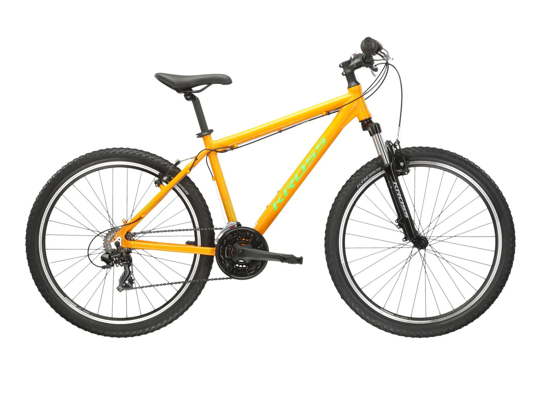 KROSS HEXAGON 1.0, model 2025, pneu 26", barva oranžová/zelená - ZDARMA dopravné, odborná montáž, seřízení a sada světel!