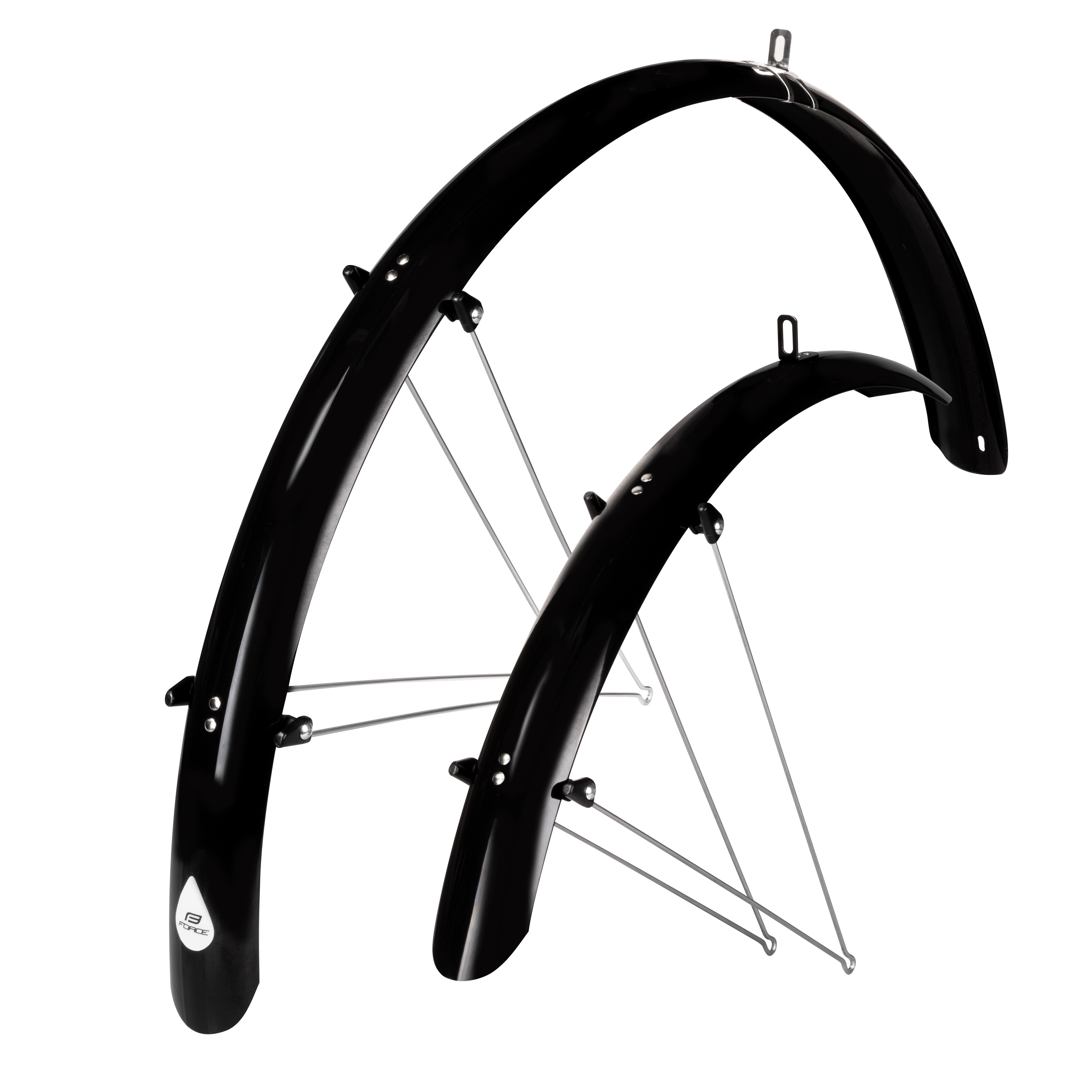 Blatníky FORCE 58 Aluflex 28" XL + V vzpěry, černé