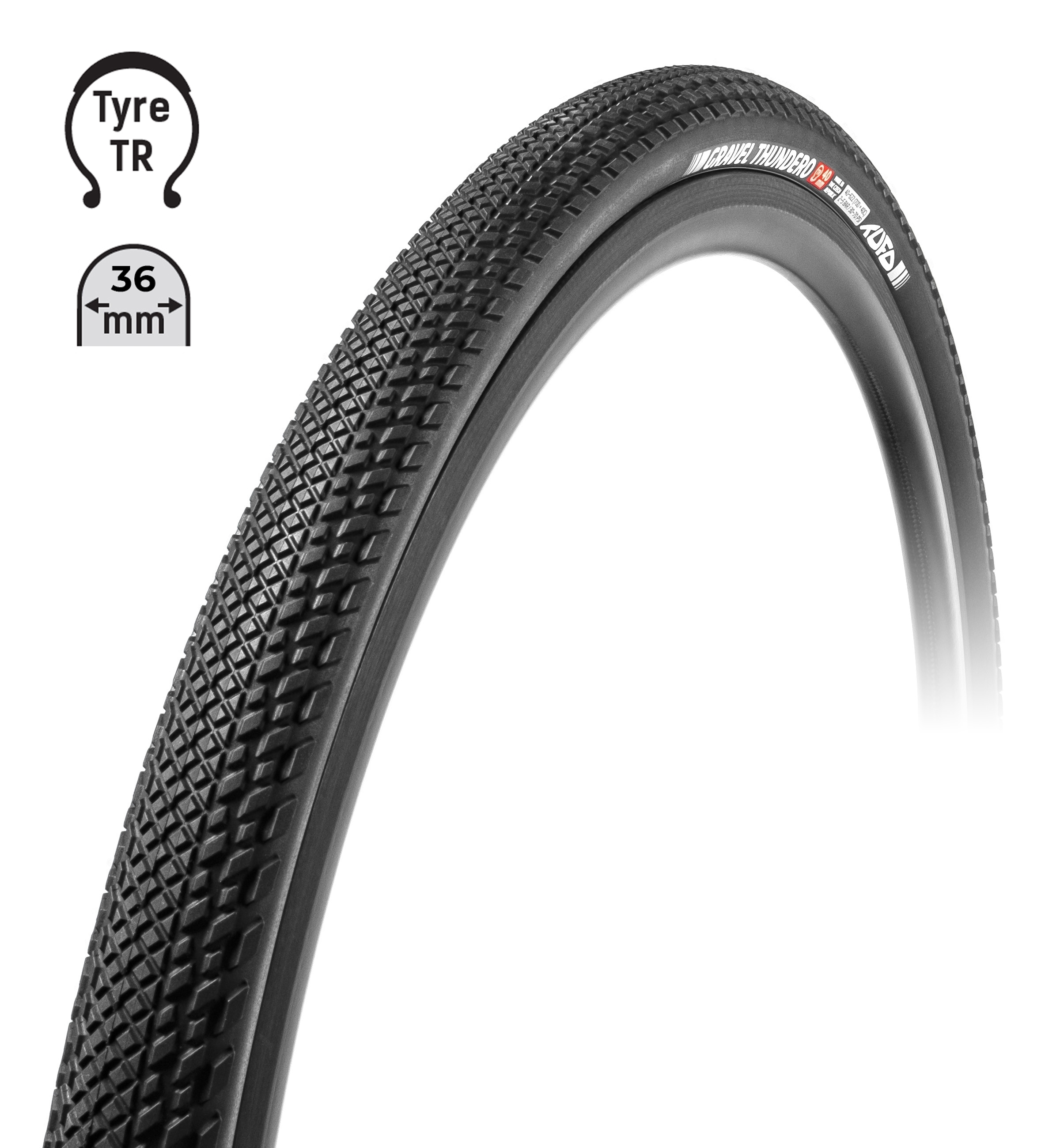 Plášť TUFO Gravel THUNDERO 700 x 36C, bezdušový, černý