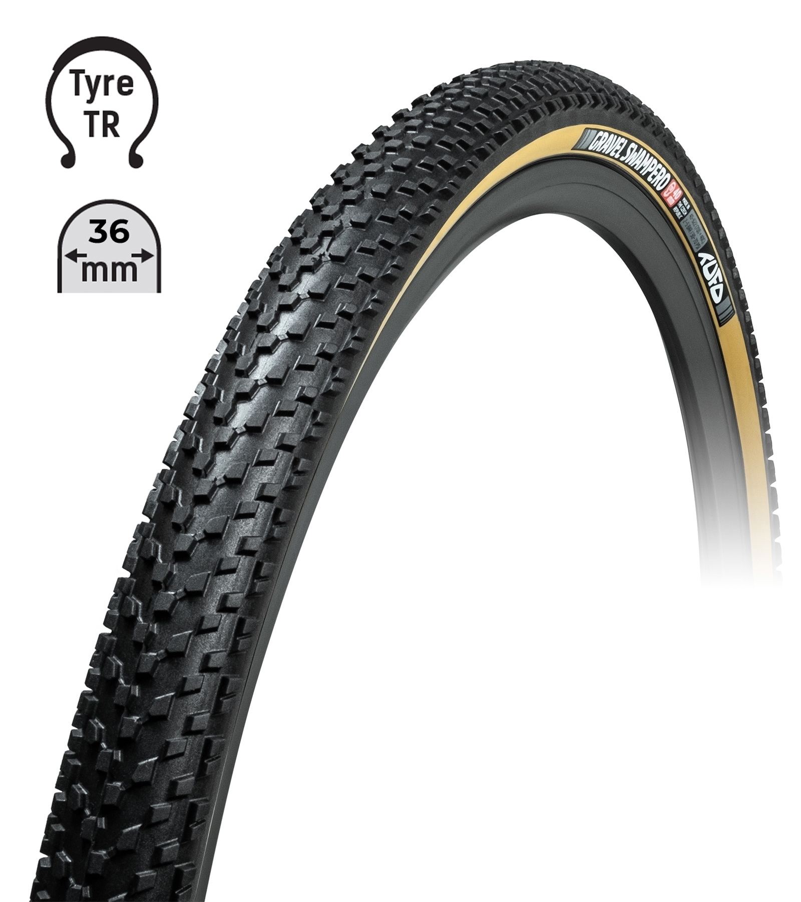 Plášť TUFO Gravel SWAMPERO 700 x 36C, bezdušový černo-béžový