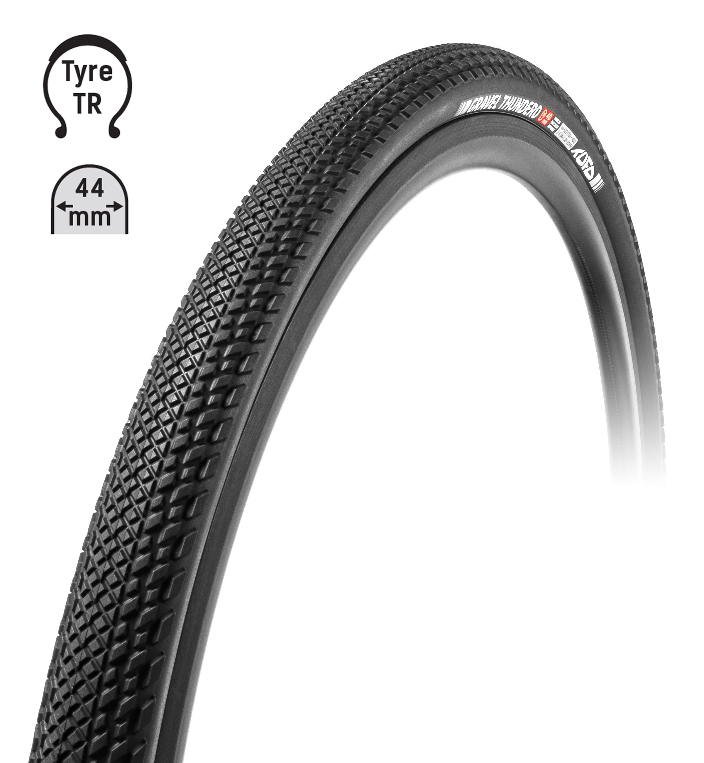 Plášť TUFO Gravel THUNDERO 700 x 44C, bezdušový černý