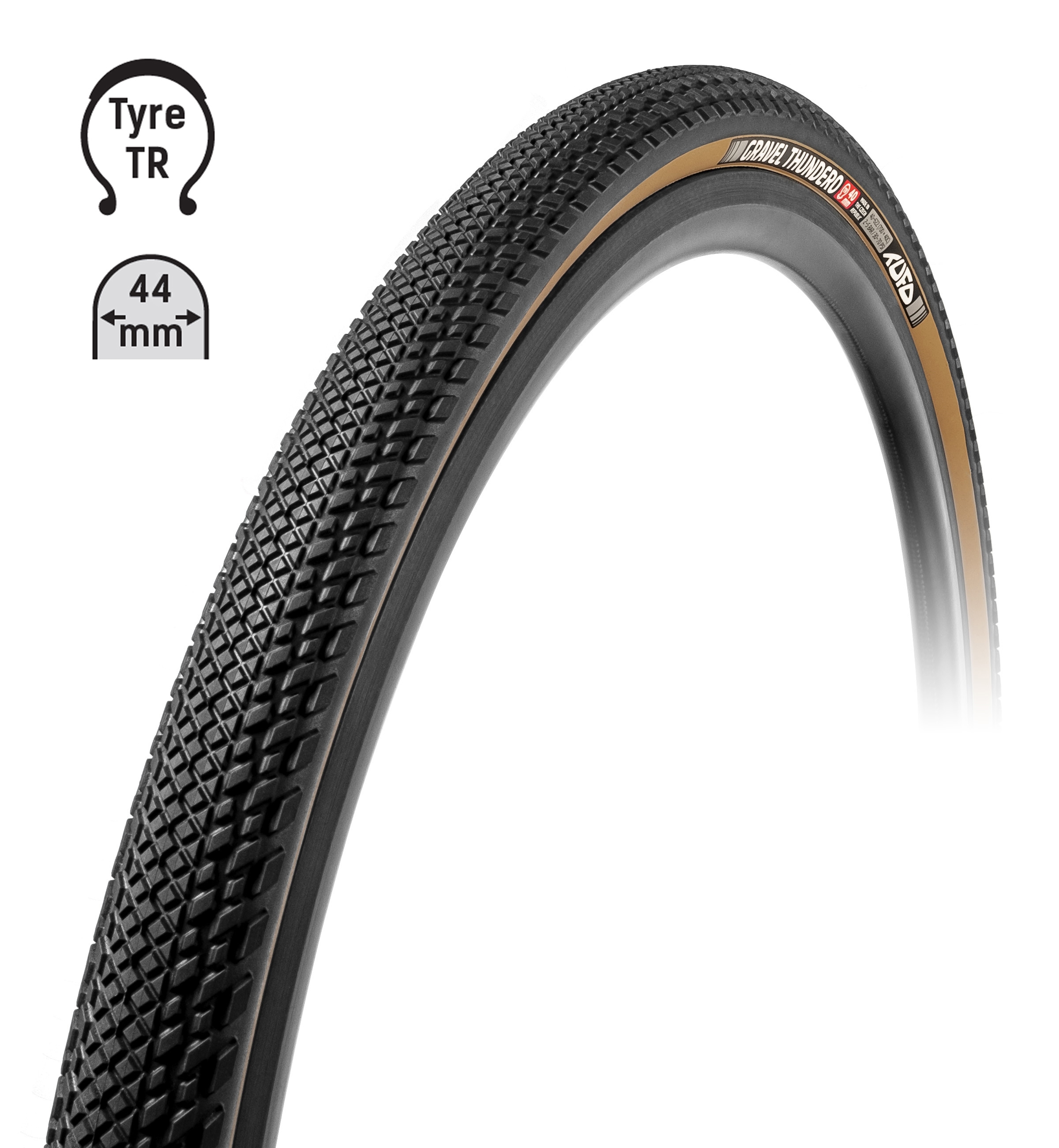 Plášť TUFO Gravel THUNDERO 700 x 44C, bezdušový černo-béžový