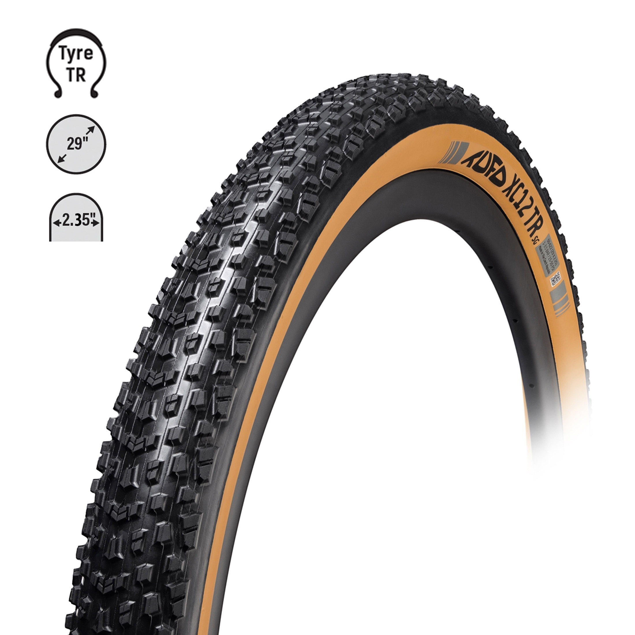 Plášť TUFO MTB XC12 TR 29 x 2,35, kevlar, bezdušový, černo-béžový