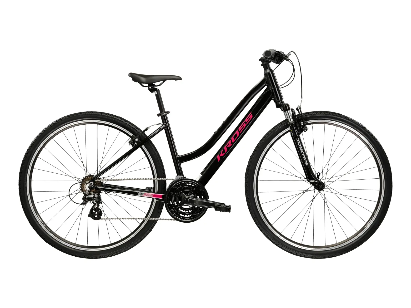 KROSS EVADO 2.0 LADY, model 2026, pneu 28", barva černá/růžová - ZDARMA dopravné, seřízení, odborná montáž a sada světel!