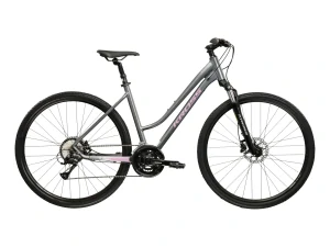 KROSS EVADO 4.0, model 2026, pneu 28", barva šedá/růžová - ZDARMA dopravné, seřízení, odborná montáž a sada světel!