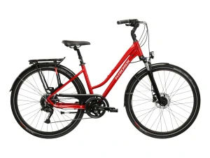 KROSS TRANS 5.0 Lady, model 2026, pneu 28", barva červená/stříbrná/lesk - ZDARMA dopravné, seřízení, odborná montáž a koš na zadní nosič!