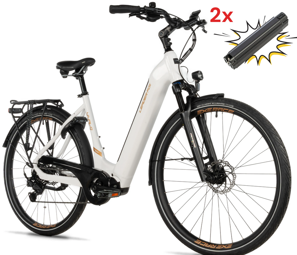 Městské elektrokolo Leader Fox VIVALO 28", model 2026-2, white - ZDARMA dopravné, odborná montáž, seřízení a druhá baterie za 1,- Kč!