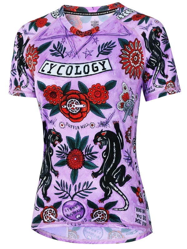 MTB dres CYCOLOGY Ashanti, purple, dámský, krátký rukáv