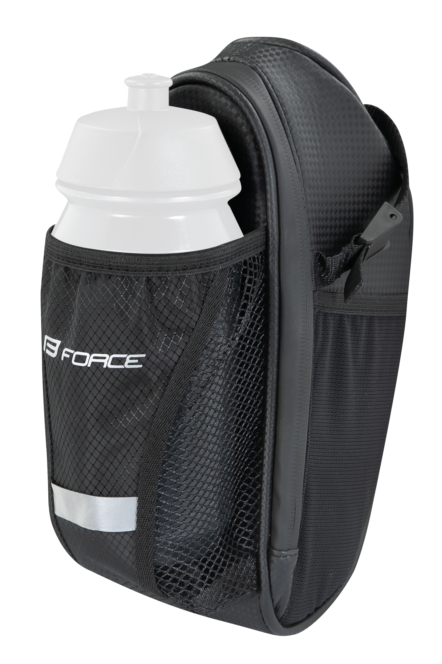 Brašna pod sedlo FORCE FUSE + síťka na láhev, černá