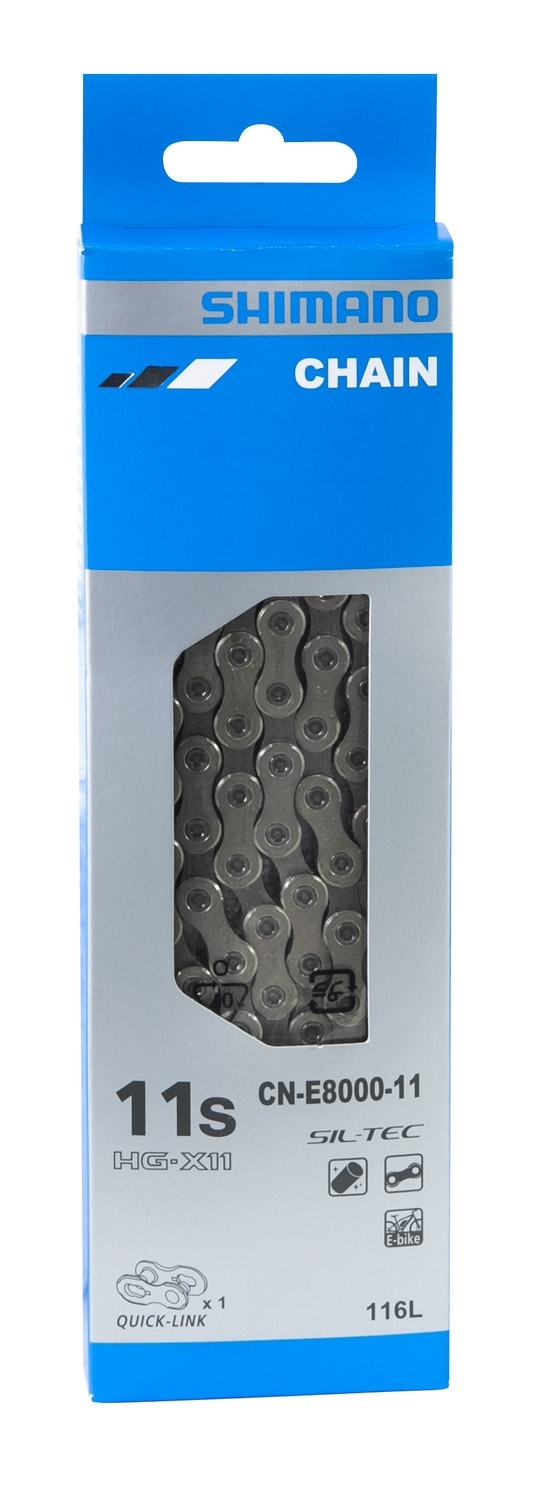 Řetěz SHIMANO CNE8000 E-BIKE balený+spojka, 116 článků 11k