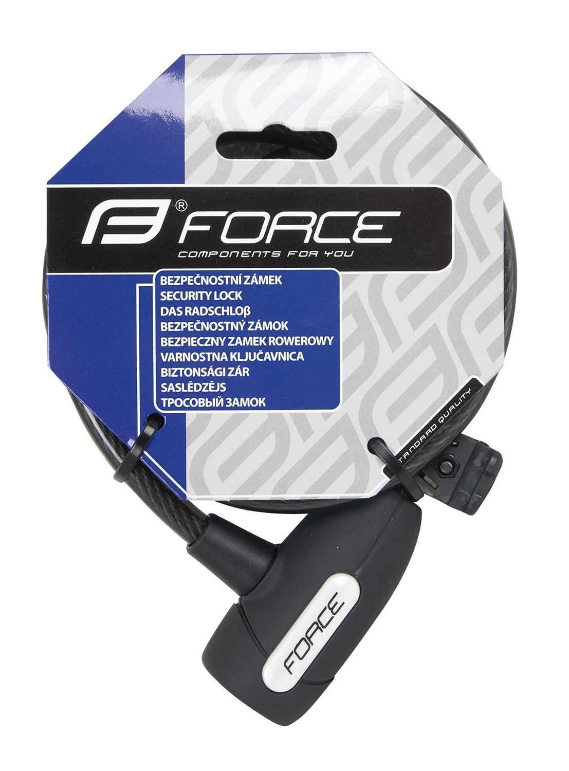 Zámek FORCE LUX spirálový s držákem 120cm/8mm, černý
