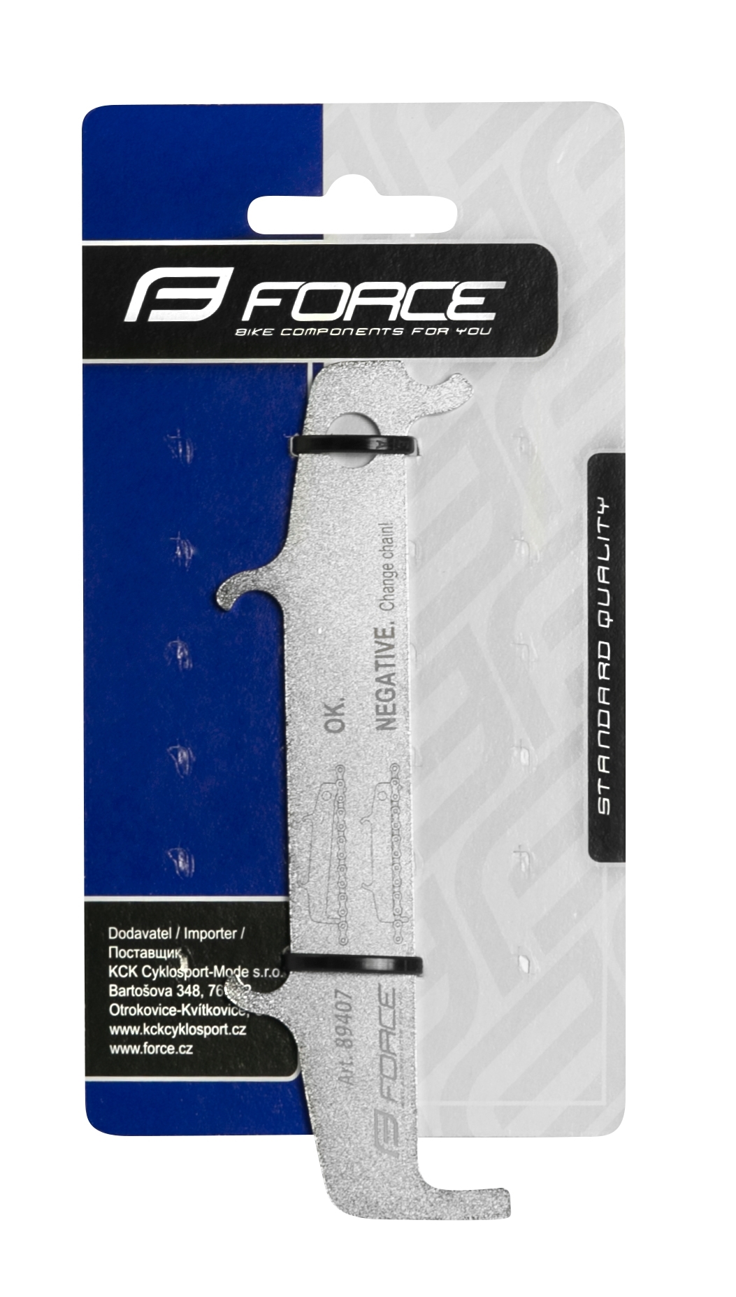 Měrka na řetěz FORCE PROFI s hákem, chromovaná ocel
