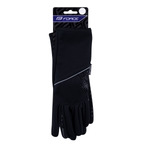 Rukavice FORCE VISION softshell, jaro-podzim, černé