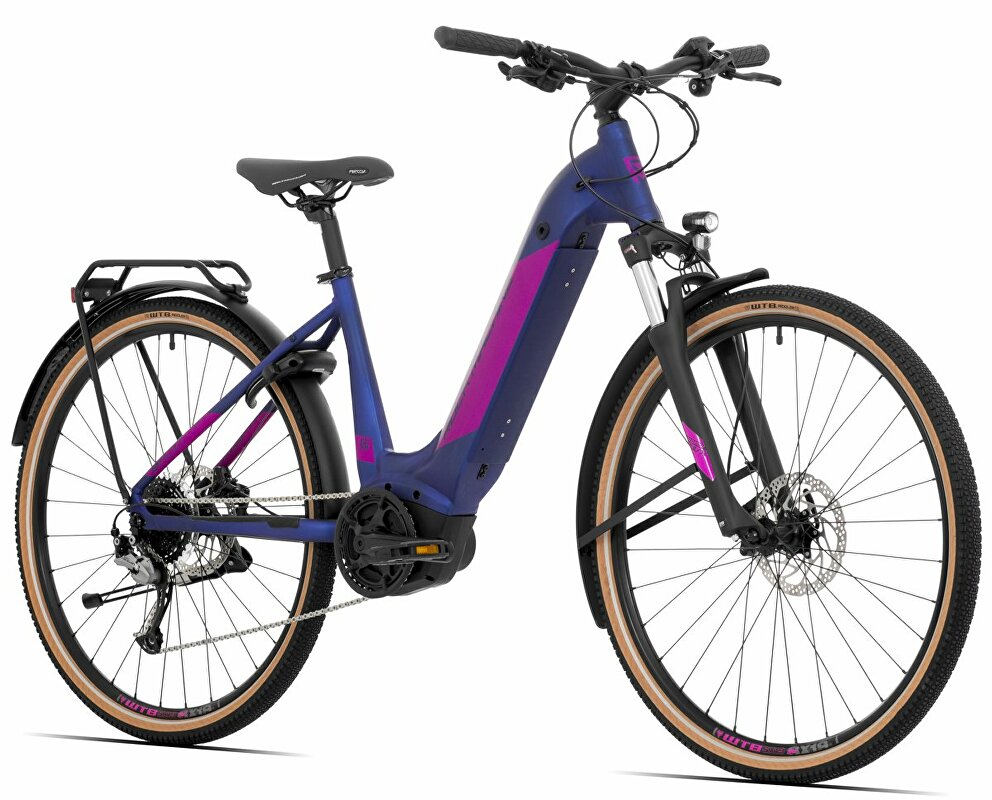 Rock Machine CrossRide INT e500 Bosch lady touring, model 2022, Matte Metallic Navy/Pink - ZDARMA dopravné, odborná montáž, seřízení a dárkový poukaz na nákup příslušenství!