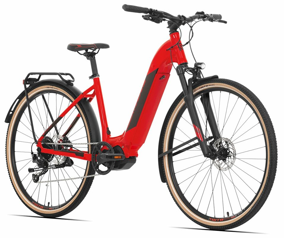 Rock Machine CrossRide INT e400 STePS touring, model 2022, Gloss Red/Black - ZDARMA dopravné, odborná montáž, seřízení a dárkový poukaz na nákup příslušenství!