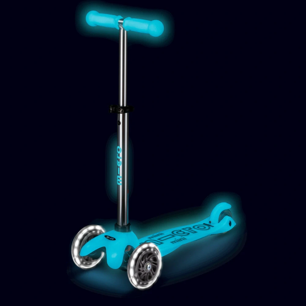 Koloběžka Mini Micro Deluxe Glow LED aqua - ZDARMA dopravné a Zdravá láhev! 