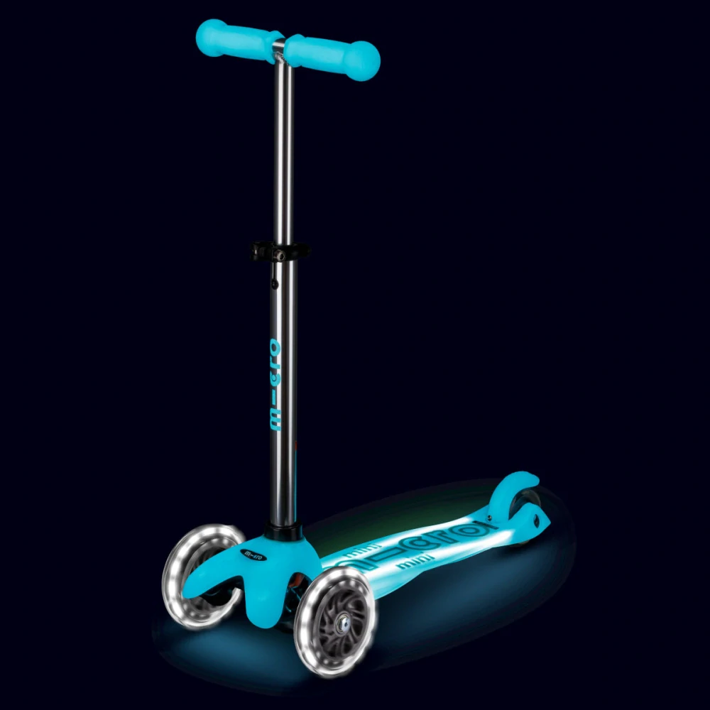 Koloběžka Mini Micro Deluxe Glow LED Plus aqua - ZDARMA dopravné a Zdravá láhev! 
