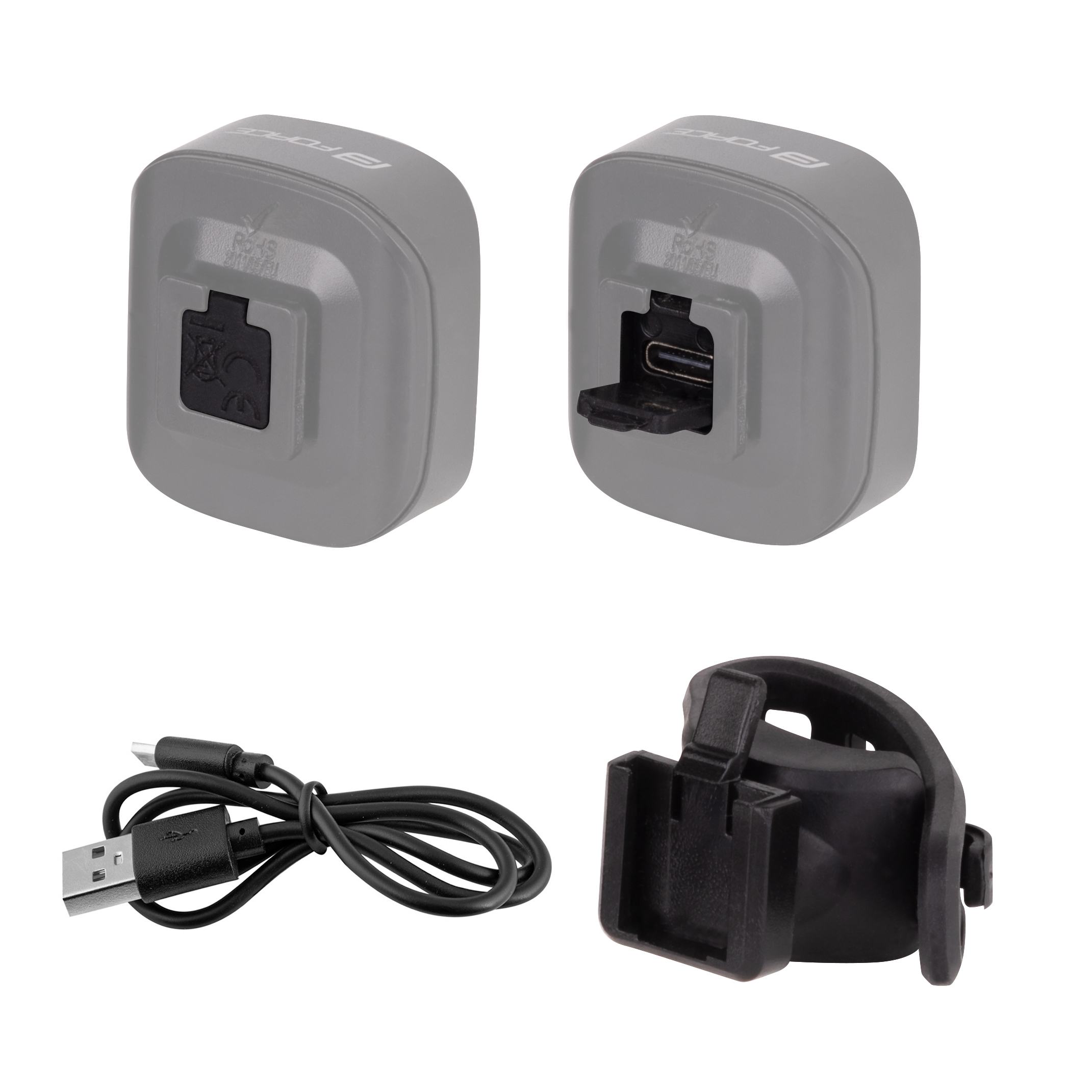 Světlo/blikačka přední FORCE COB 2.0 75LM USB, černé