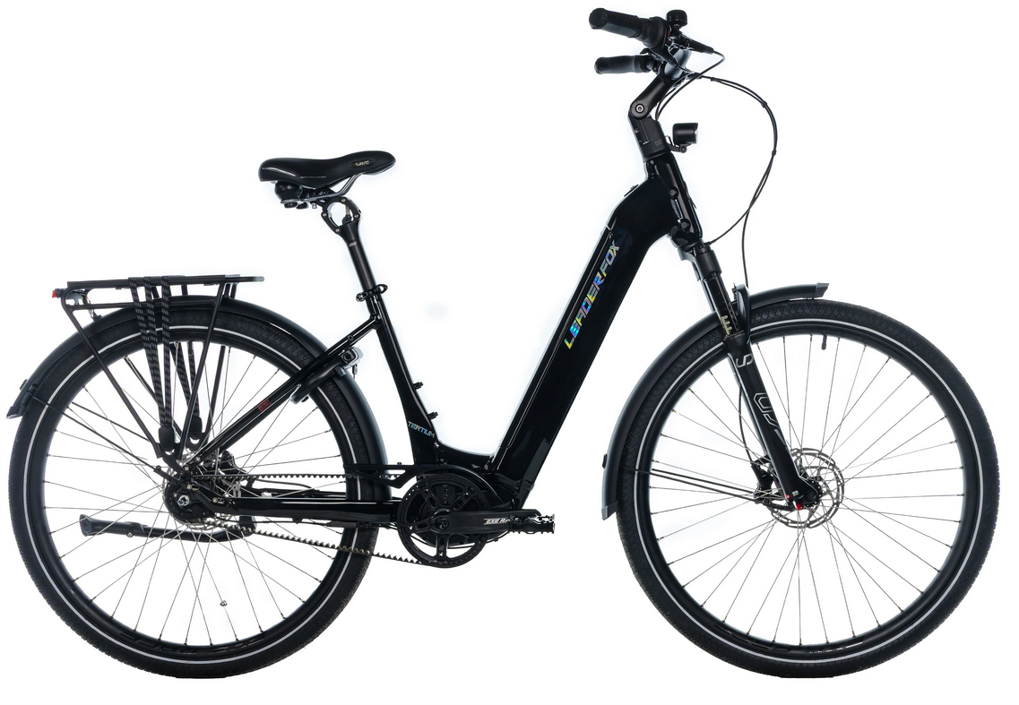 Městské elektrokolo Leader Fox TERTIUM 28", rám 16,5" (XS), model 2025-1, black - ZDARMA dopravné, odborná montáž, seřízení a druhá baterie za 1,- Kč!