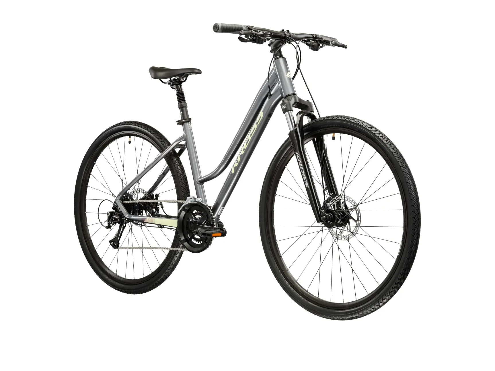 KROSS EVADO 3.0 LADY, rám 19" (L), model 2026, pneu 28", barva šedá - ZDARMA dopravné, seřízení, odborná montáž a sada světel!