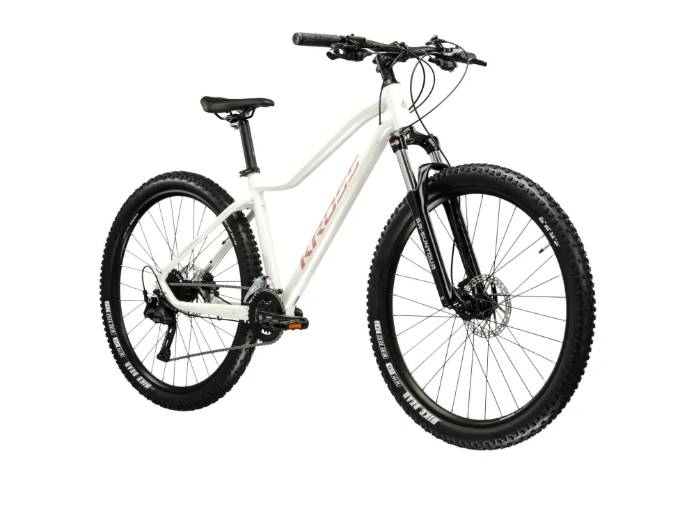 KROSS LEA 5.0, rám 15" (S), model 2026, pneu 27,5", barva bílá / růžová - ZDARMA dopravné, seřízení, odborná montáž a sada světel!