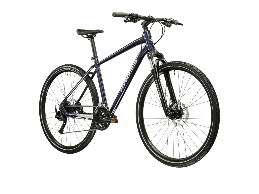 KROSS EVADO 5.0, rám 21" (L), model 2026, pneu 28", barva námořnická modrá - ZDARMA dopravné, seřízení, odborná montáž a sada světel!