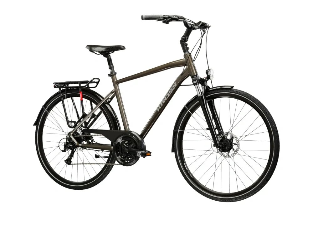 KROSS TRANS 4.0, rám 23" (XL), model 2026, pneu 28", barva hnědá/stříbrná/lesk - ZDARMA dopravné, seřízení, odborná montáž a koš na zadní nosič!