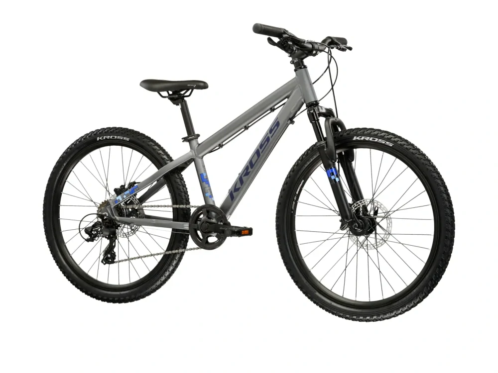 KROSS DUST JR 1.0 DSC 2026, pneu 24", barva šedá/námořnická modrá/matný - ZDARMA dopravné, odborná montáž a seřízení!