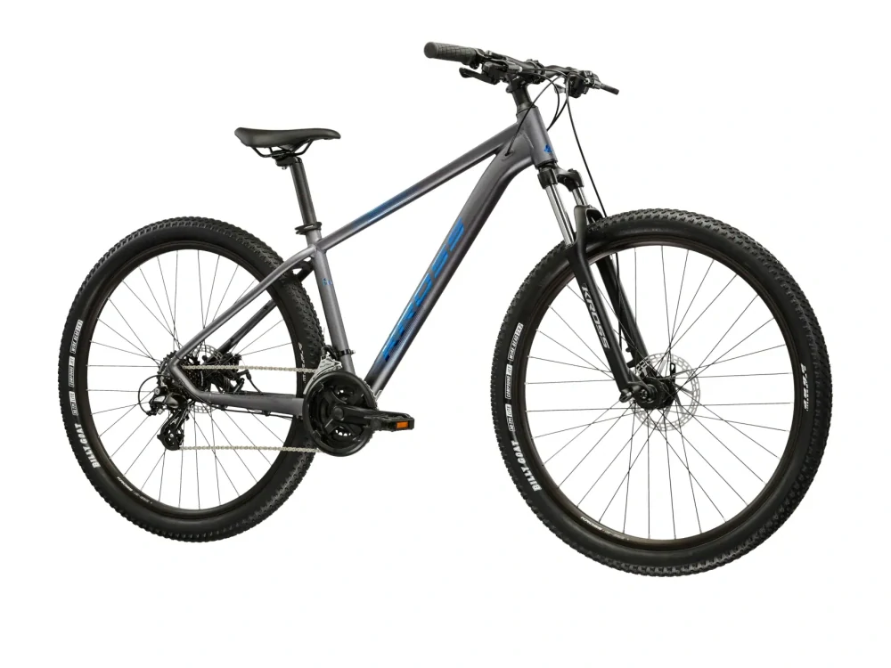 KROSS HEXAGON X200, rám 15" (S), model 2026, pneu 27,5", barva šedá/modrá/matný - ZDARMA dopravné, seřízení, odborná montáž a sada světel!