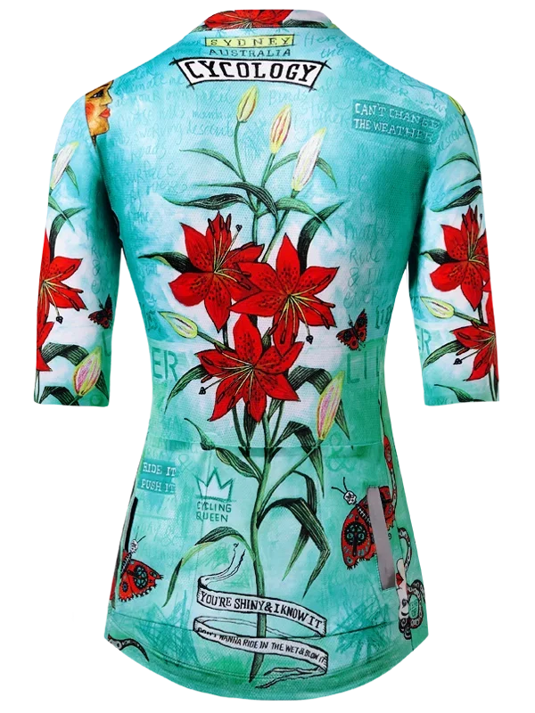 Cyklodres CYCOLOGY Tiger Lily, aqua, woman, krátký rukáv