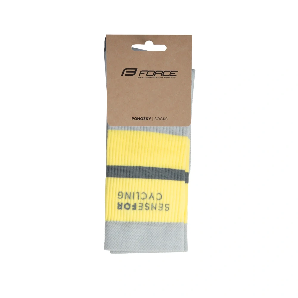 Ponožky FORCE STRIPE dlouhé, šedé, vel. L/XL