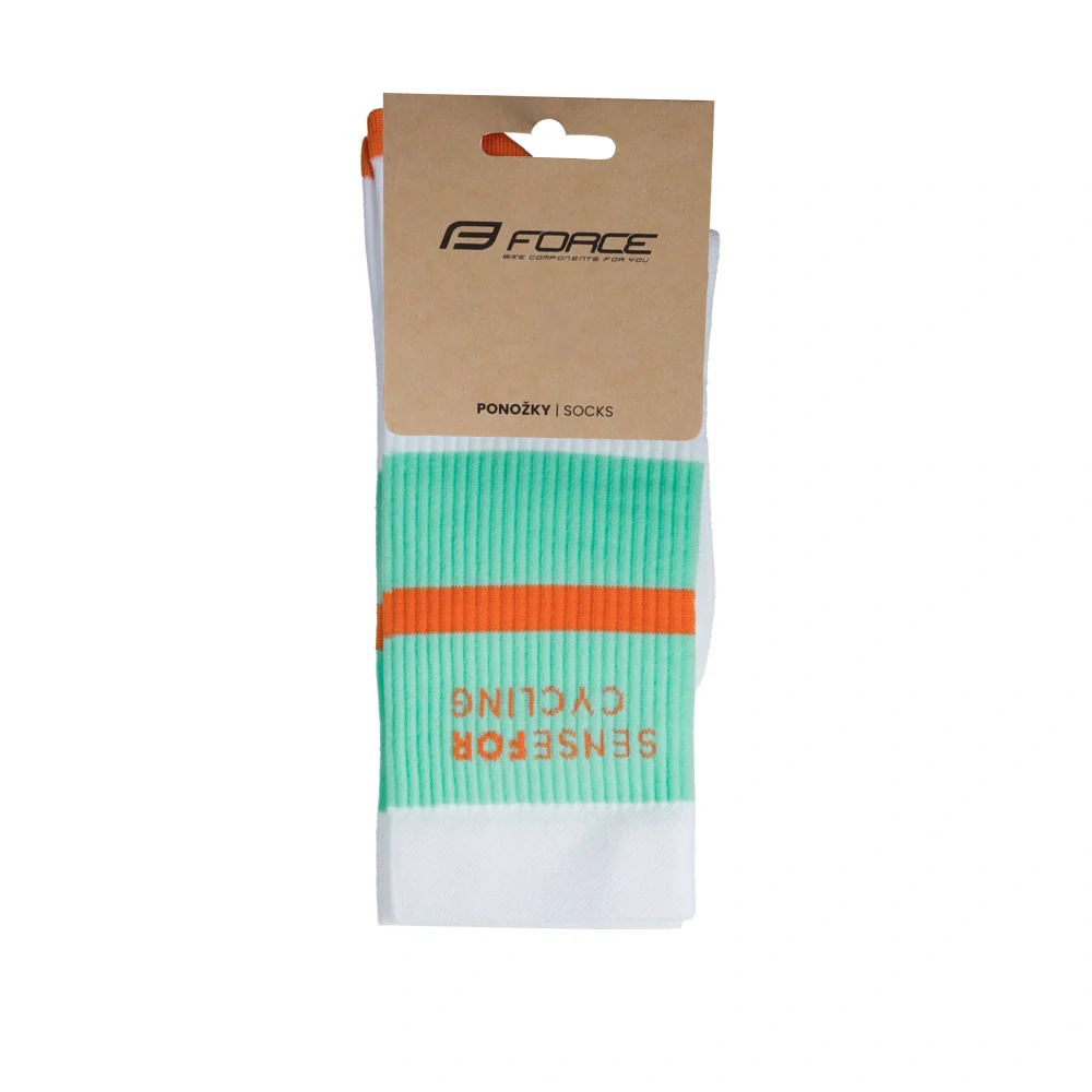 Ponožky FORCE STRIPE dlouhé, bílé, vel. L/XL