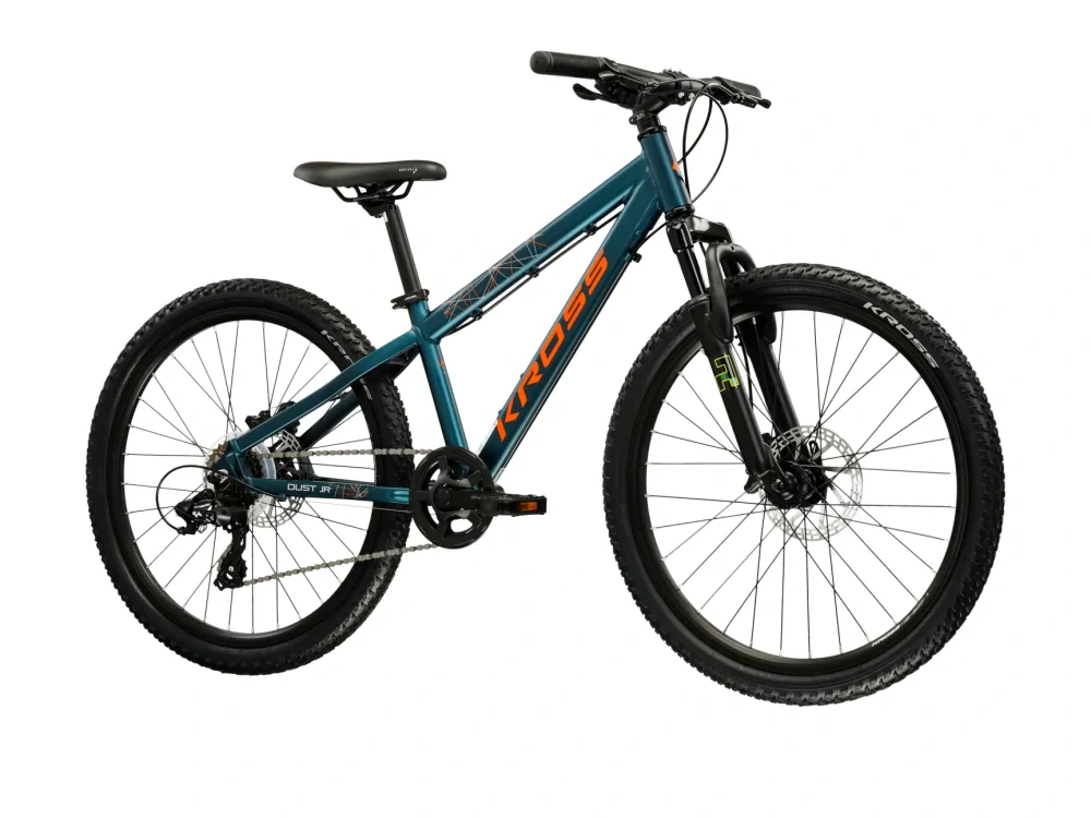 KROSS DUST JR X, pneu 24", model 2027, barva tyrkysová/oranžová/stříbrná/matný - ZDARMA dopravné, odborná montáž a seřízení!
