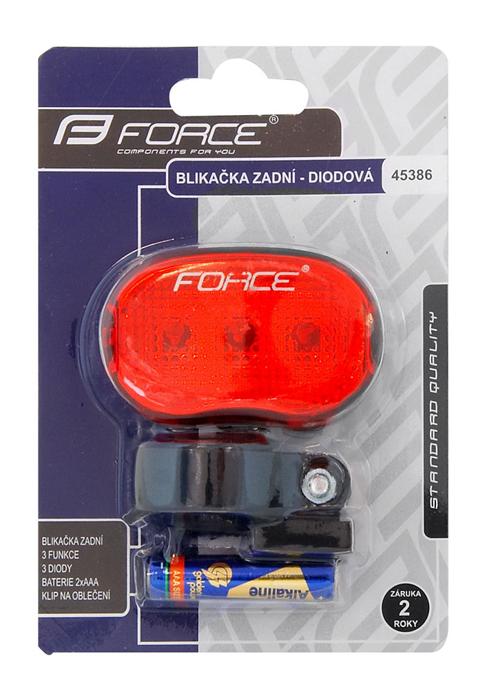 Blikačka zadní FORCE TRI 3LM 3 LED+ baterie