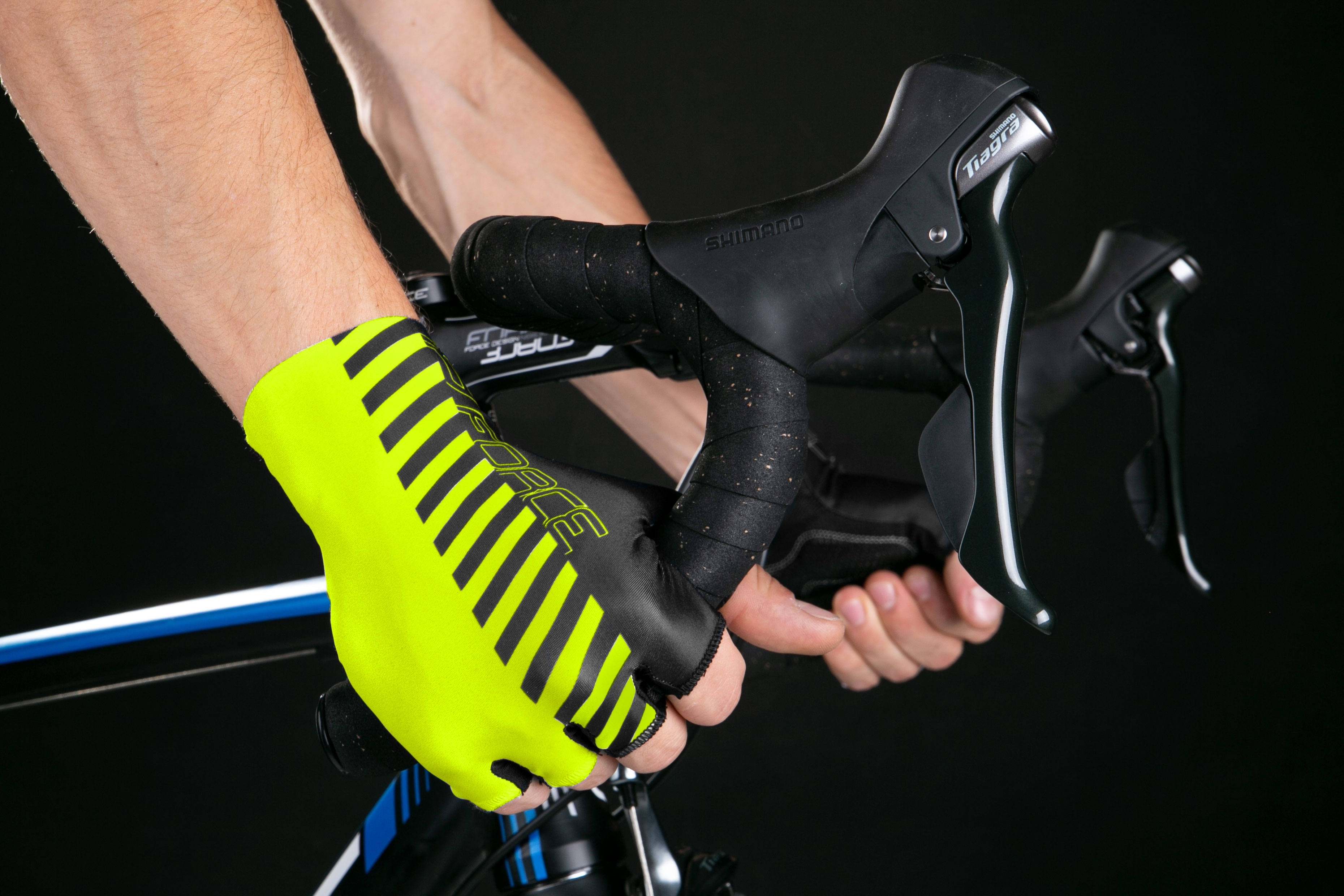 Rukavice FORCE LINE bez zapínání, fluo-černé