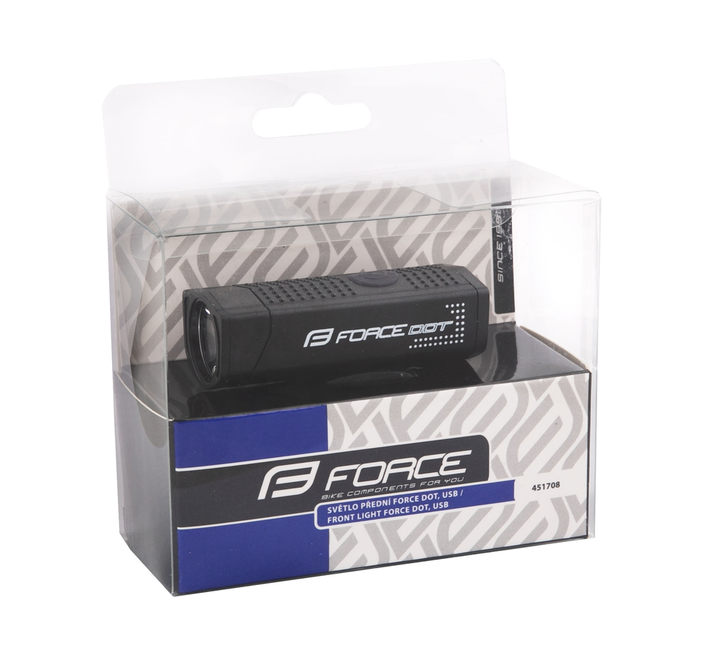Světlo přední FORCE DOT 300LM USB, černé