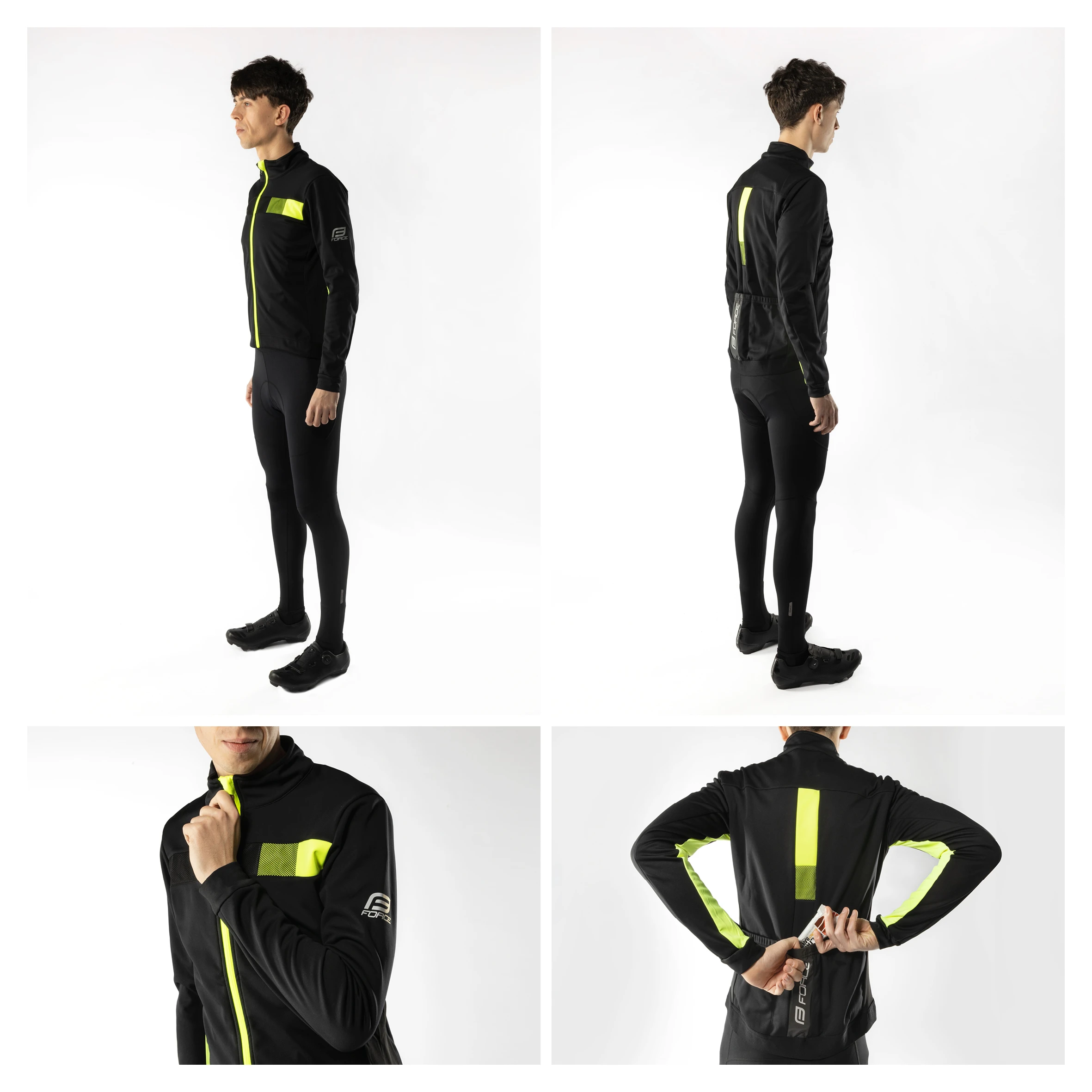 Bunda FORCE FROST softshell zimní, černo-fluo