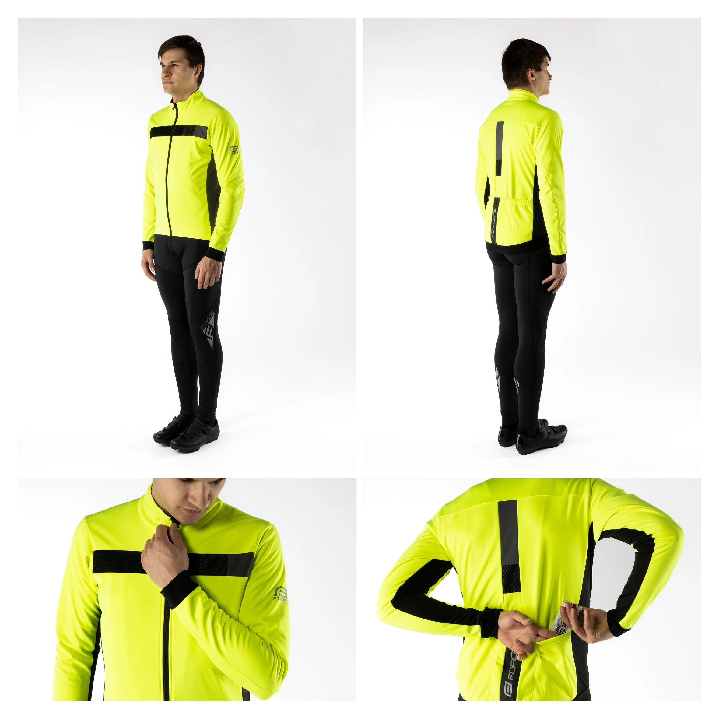 Bunda FORCE FROST softshell zimní, fluo-černá