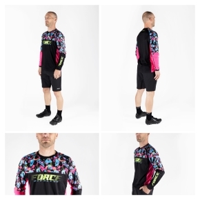 Dres FORCE RECKLESS dlouhý rukáv, černo-růžovo-fluo